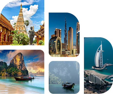 Thailand group travel and beach scene
